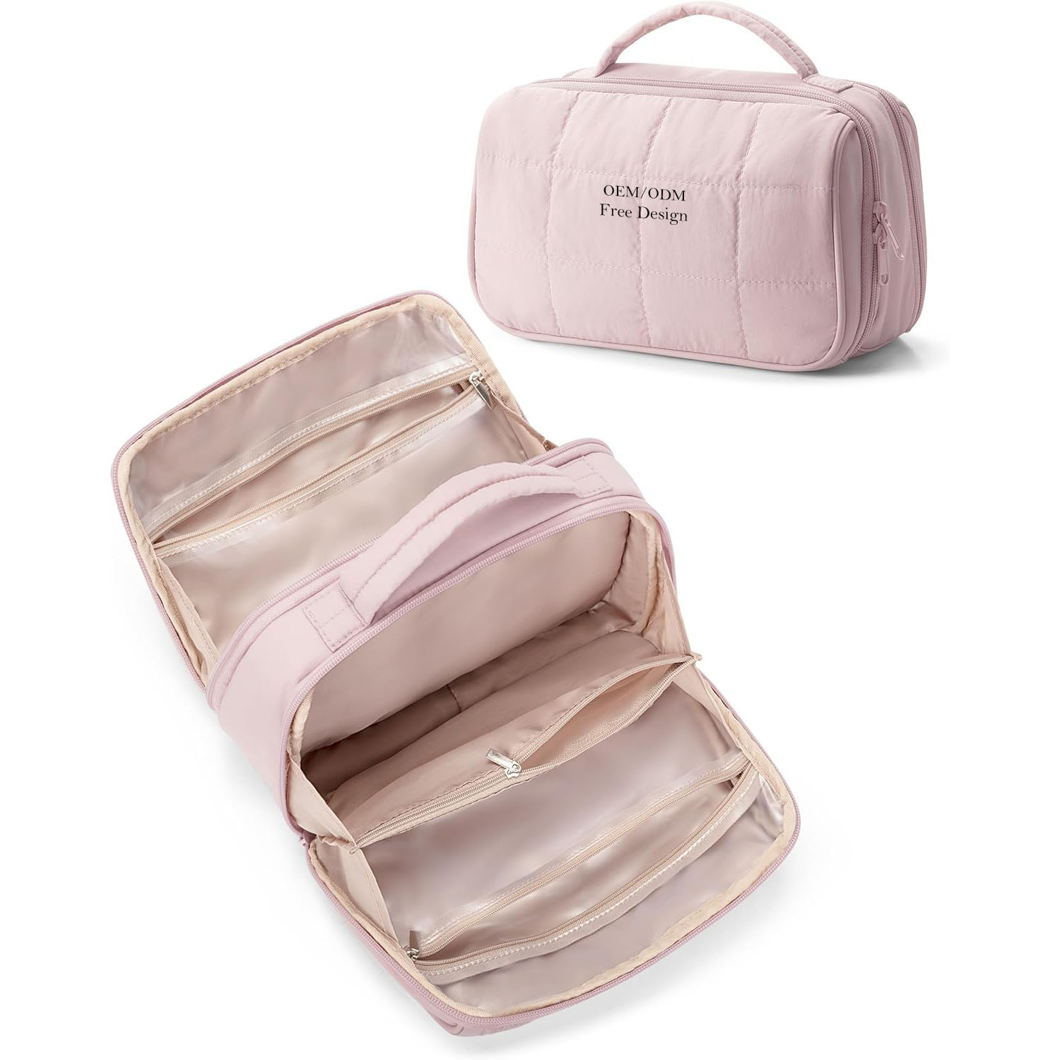 Custom Travel Makeup Bag Toiletry Pouch Women Puffy Cosmetics Organizer With Waterproof Pockets For Makeup Brushes