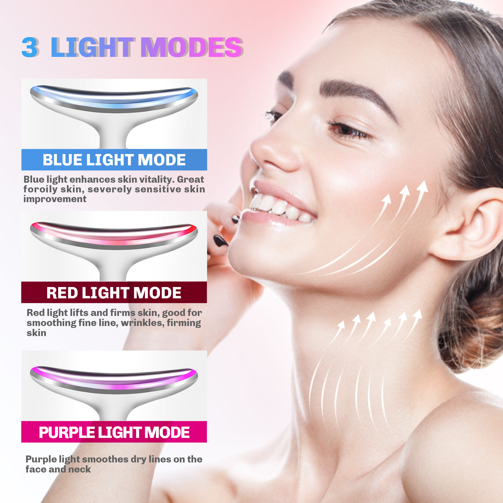 3 Color Hand Held Face and Neck Sculpting Tool Vibration Facial Massager Device Anti Wrinkles Lift for Skin Care