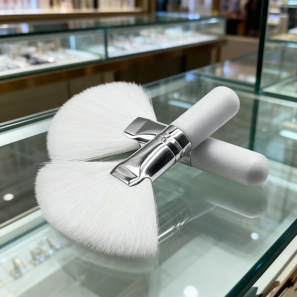 Wholesale Gentle Facial Cleansing Fan Brush Soft Synthetic Fiber Mini Wooden Handle Esthetician Tool for Women Sensitive Skin