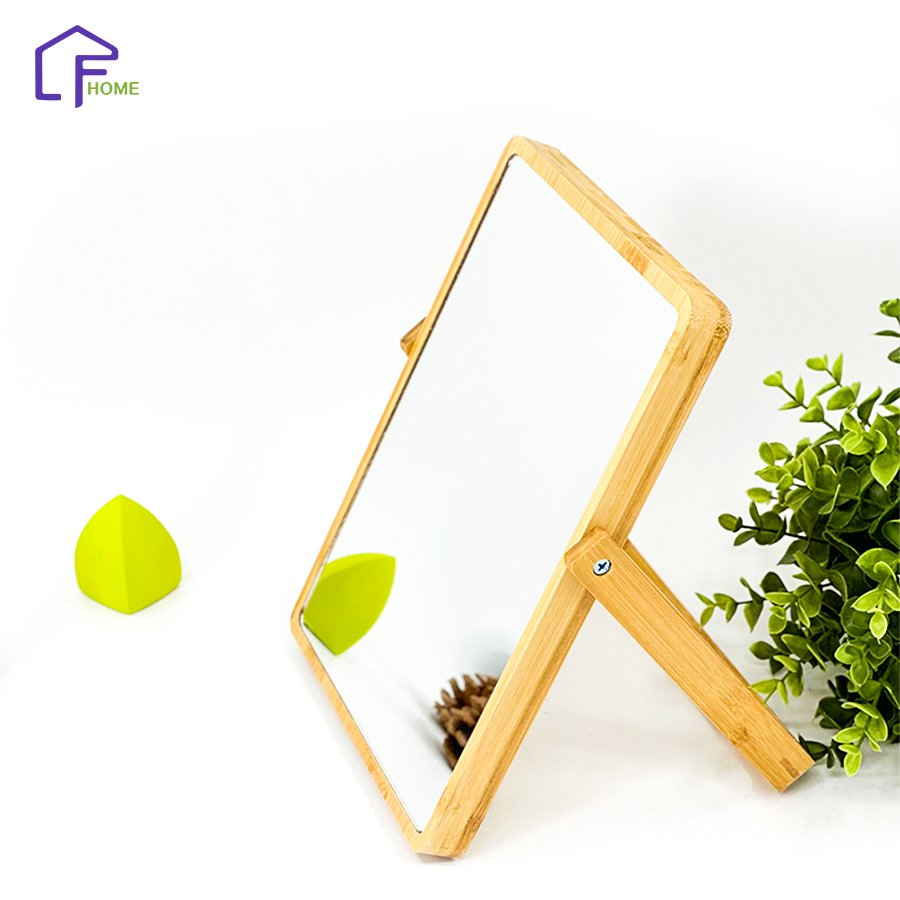 Stylish Wooden Desktop Mirror for Easy Makeup Application and Facial Care
