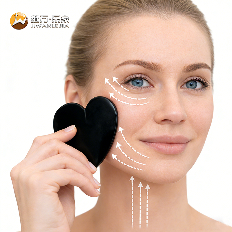 Jiwan Lejia New Arrival Beauty Gift Heart Shape 3D Gua Sha Bian Black Gua Sha Facial Massage Tools Black Spike Heart Shape 3D Guasha Stone Tools