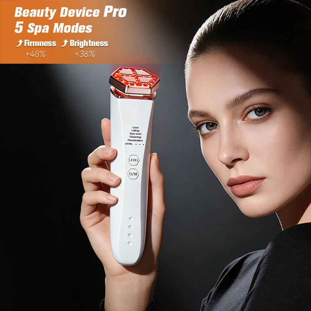 Professional Wholesale Custom 5-in-1 Multifunctional EMS Microcurent RF Red Light Therapy Face Lifting Tightening Skin Rejuvenation Facial Beauty Device Home
