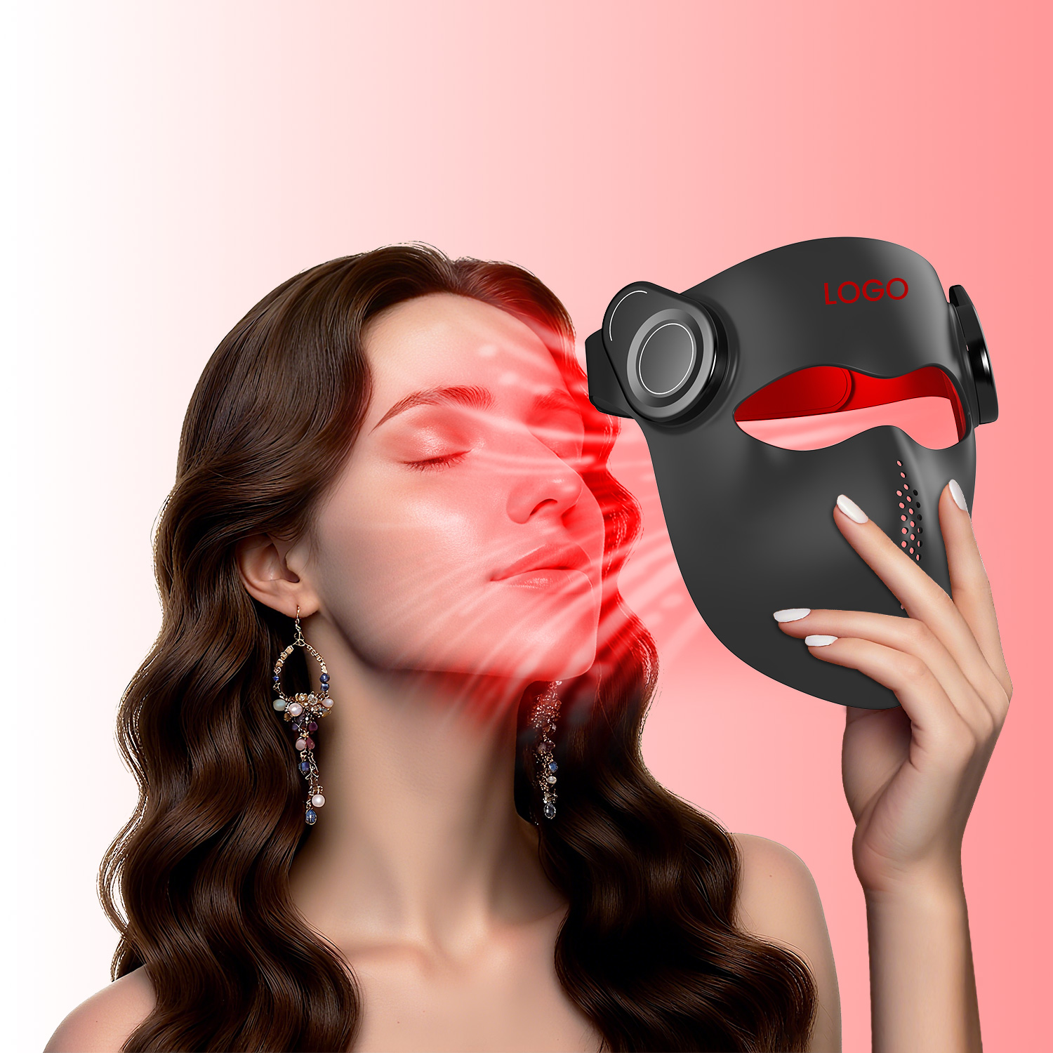 Ideatherapy 2026 New 3D LCD Remote NIR Laser 1064nm Deep Cleansing Beauty VoiceControl Face Care Red Light Therapy LED Face Mask
