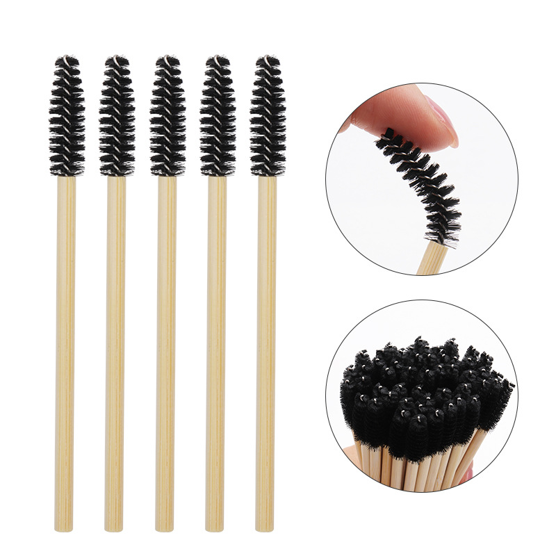 Hot Selling New Design Bamboo Handle Soft Brush Eyelash Applicator Disposable Makeup Eyelashes Brushes