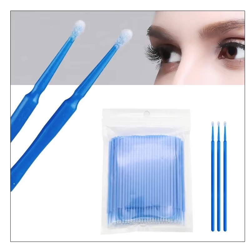 100 Pcs/bag Micro Makeup Brushes Eyelash Cleaning Brush Lash Extension Disposable Cotton Swab Applicators Individual Microbrush