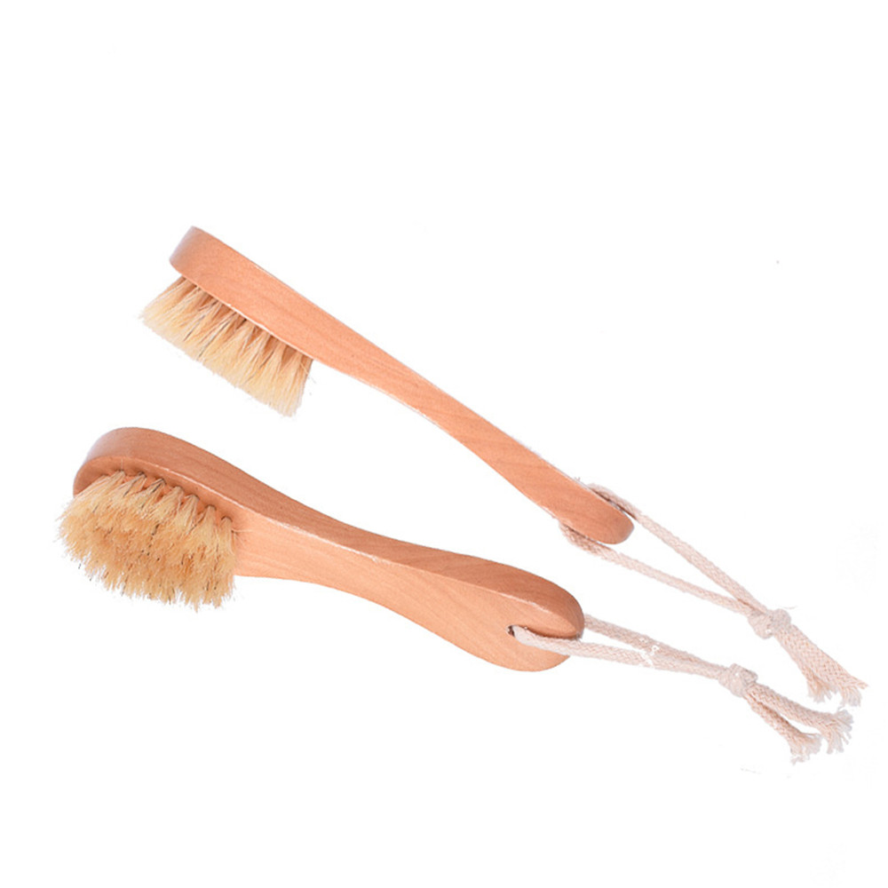 Natural Bristles Facial Cleaning Brush Exfoliating Face Brush with Wooden Handle