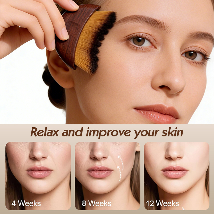 Lymphatic Contour Oval Walnut Wood Face Brush Lymphatic Drainage Device for Face Body Chin Jawline Designed to Fit Skin