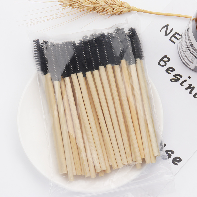Hot Selling New Design Bamboo Handle Soft Brush Eyelash Applicator Disposable Makeup Eyelashes Brushes