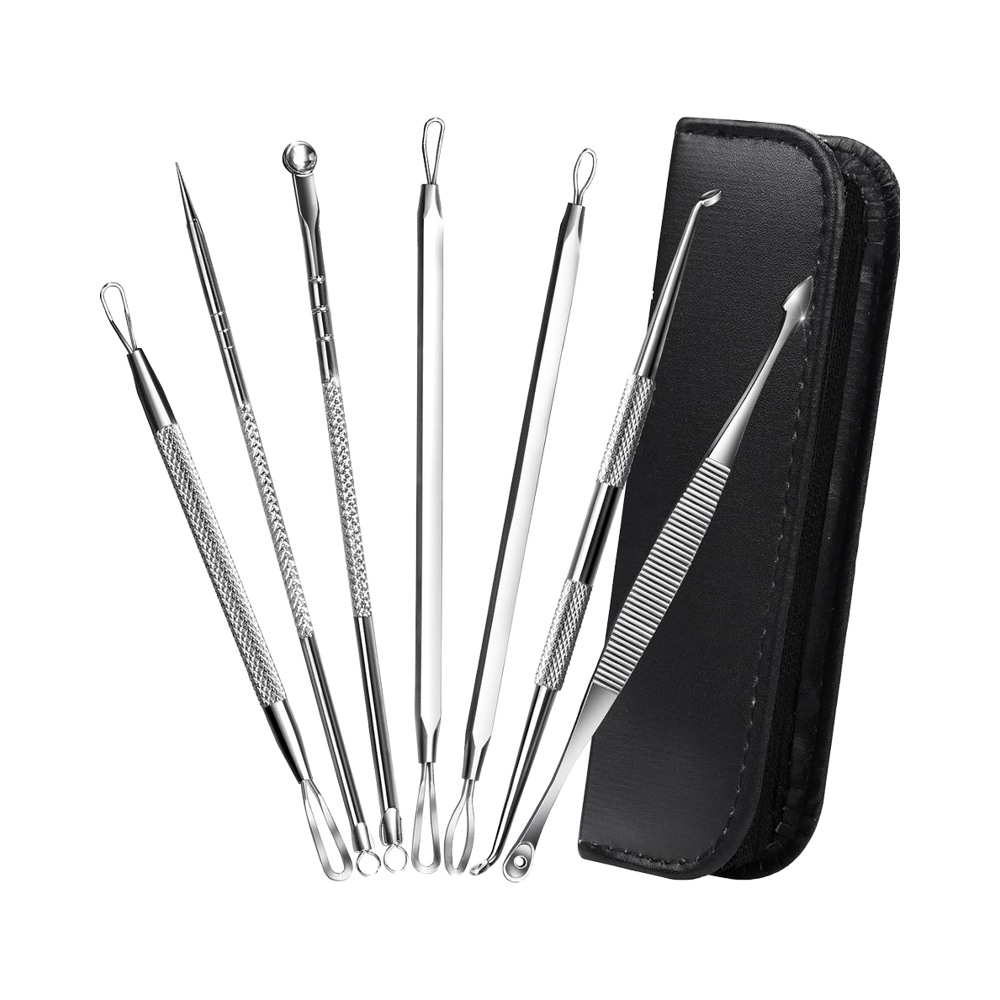 7 in 1 Stainless Steel Pimple Popper Tool Kit-Blackhead Remover Pimple Extractor Comedone Extractor for Face