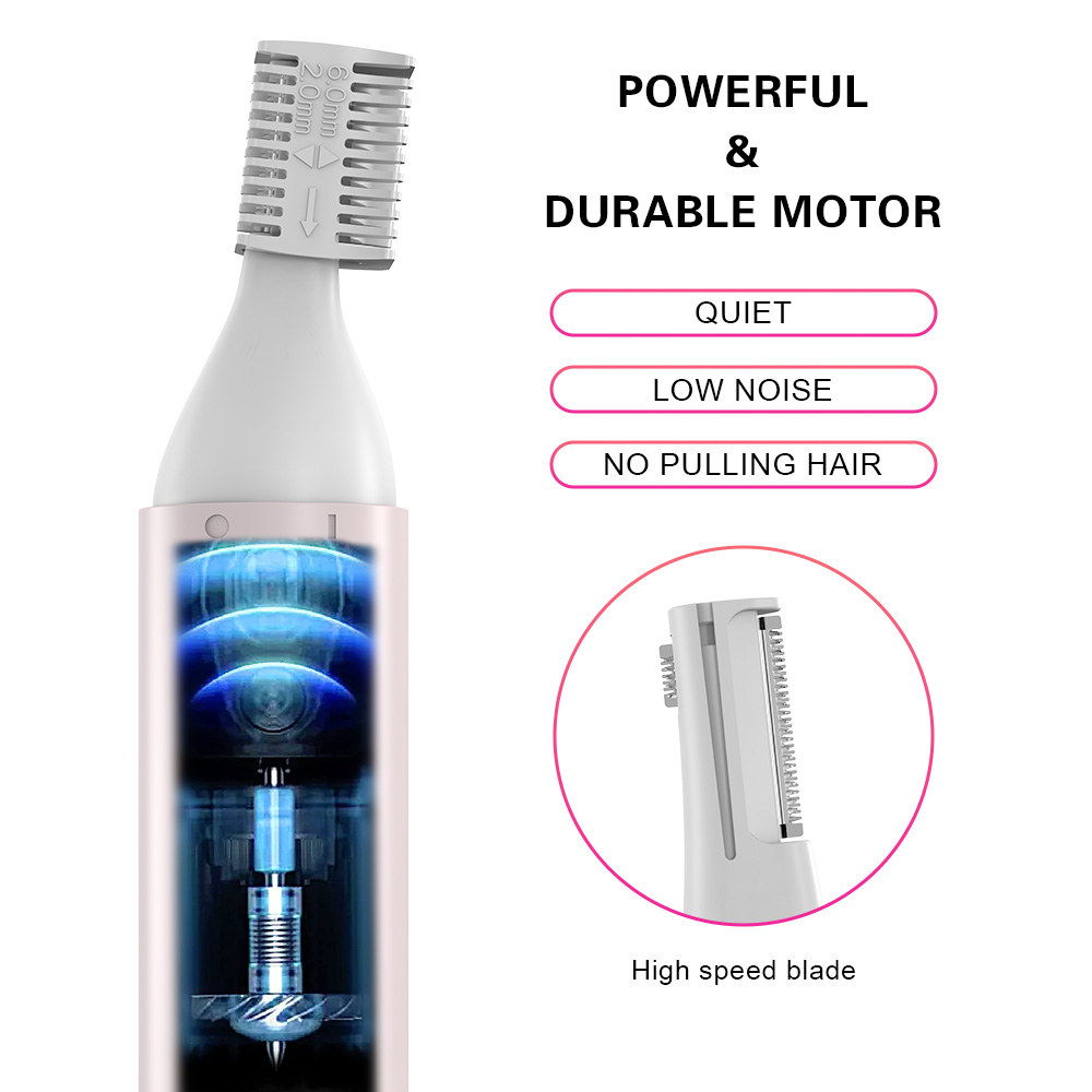 Pain-Free Electric Facial Hair and Eyebrow Trimmer Ladies Epilator for Nose Ear Face for Home or RV Use Battery Powered