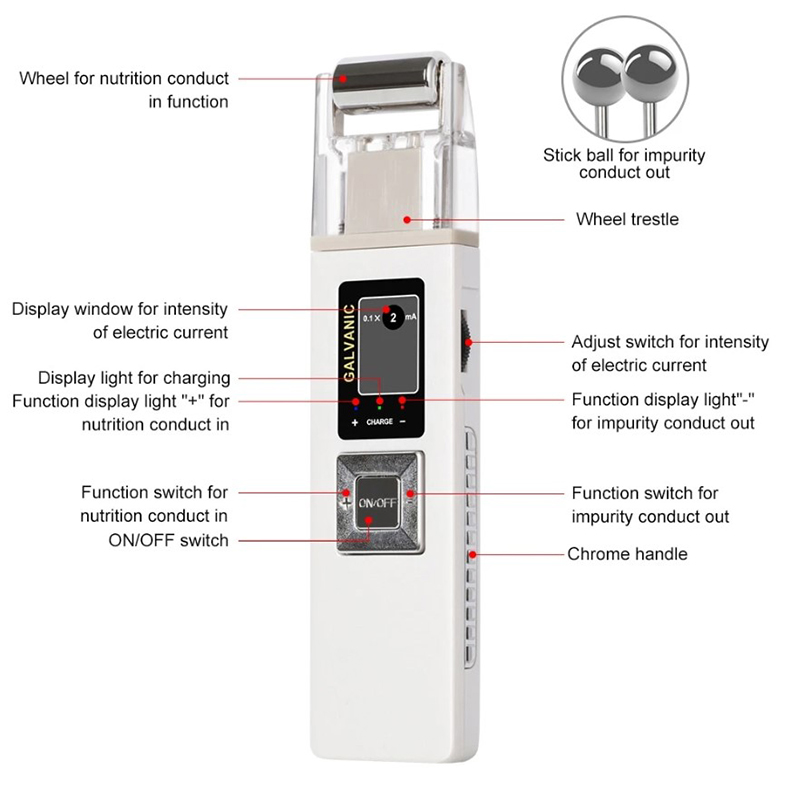 Portable Galvanic Microcurrent Skin Firming Machine, Anti-aging Face Lift Massager Home Use Beauty Salon Device