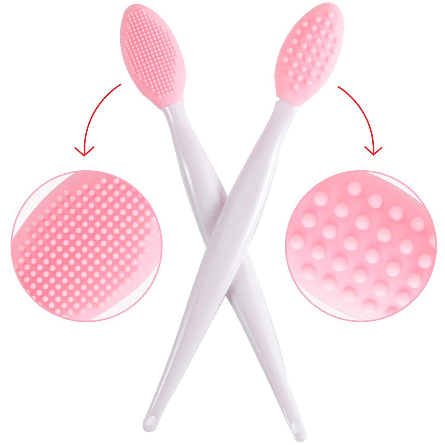 Custom Logo Exfoliating Lip Brush Nose Cleaning Brush Double Side Soft Silicone Lip Scrub Tool &amp; Nose Blackhead Remove Brush