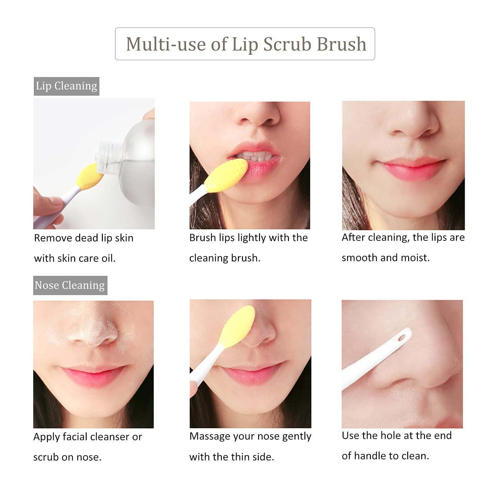 Double Side Silicone Lip Scrub Exfoliator Brushes Reusable Soft Nose Cleaning Brush for Makeup Mask Usage Compatible Schminke