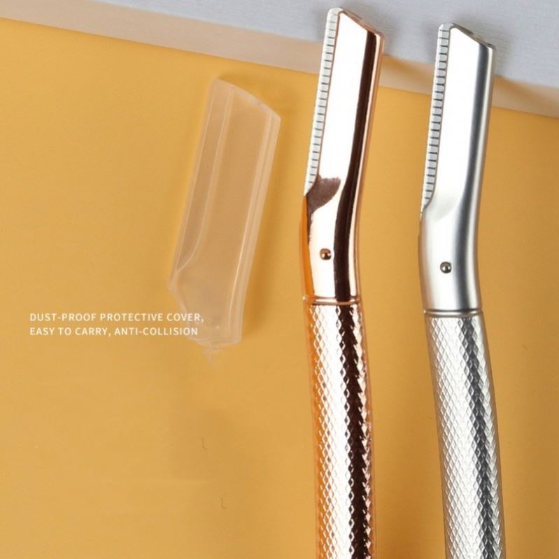 Women's Eco-friendly Metal Handle Eyebrow Razor Kit with Stainless Steel Blade Slanted Blade Ergonomic Design Dermaplaning Tool