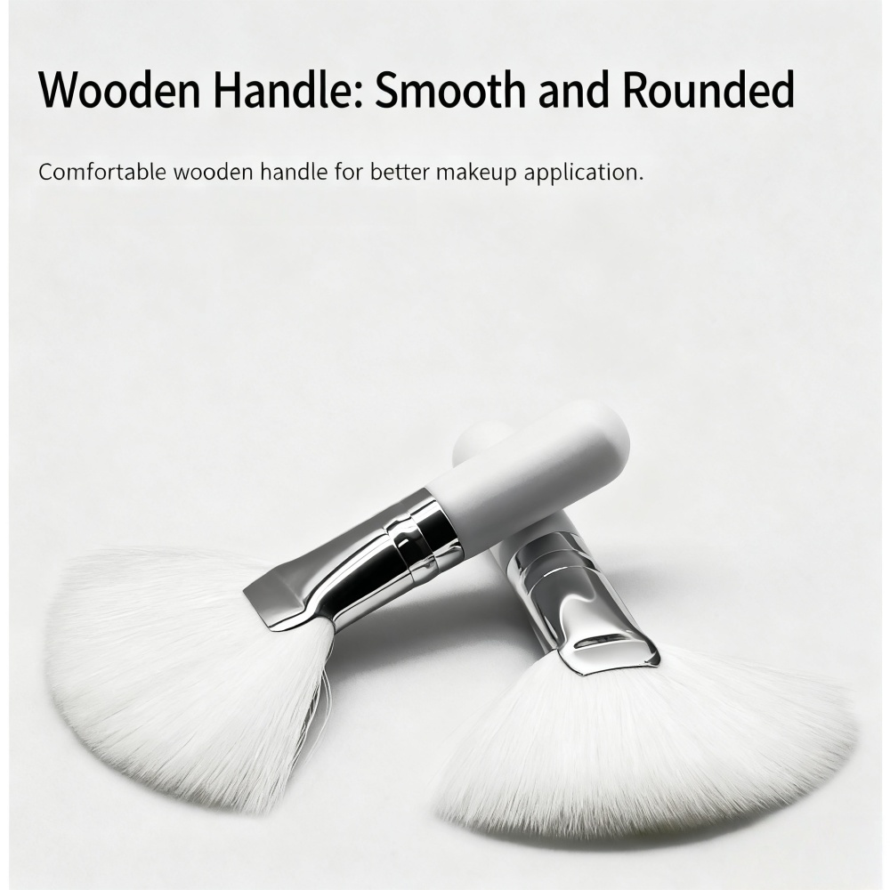 Wholesale Gentle Facial Cleansing Fan Brush Soft Synthetic Fiber Mini Wooden Handle Esthetician Tool for Women Sensitive Skin