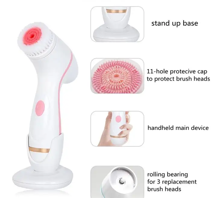 3 in 1 Sonic Facial Cleansing Brush Electric Face Massage Cleanser Face Cleanser Face Cleaning Brush Massager