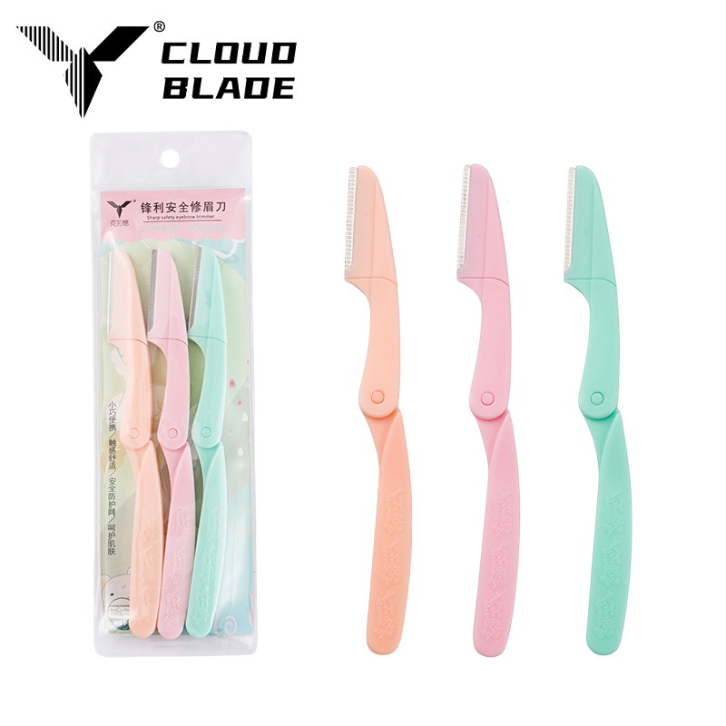 CLOUD Wholesale Stainless Steel Eyebrow Trimmer Mini Portable Facial Hair Remover for Women Men Professional Eyebrow Trimmer OEM