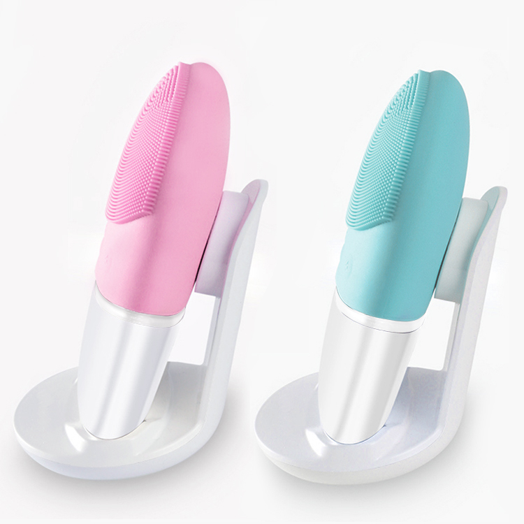 Waterproof Wireless Charging Silicone Hand Held Facial Cleansing Brush with Skin Rejuvenation Face Lifting Massage Features