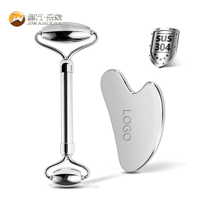 Jiwan Lejia Custom Logo Skin Facial Roller Scraping Guasha Metal Stainless Steel Gua Sha Massage Health Care Tool