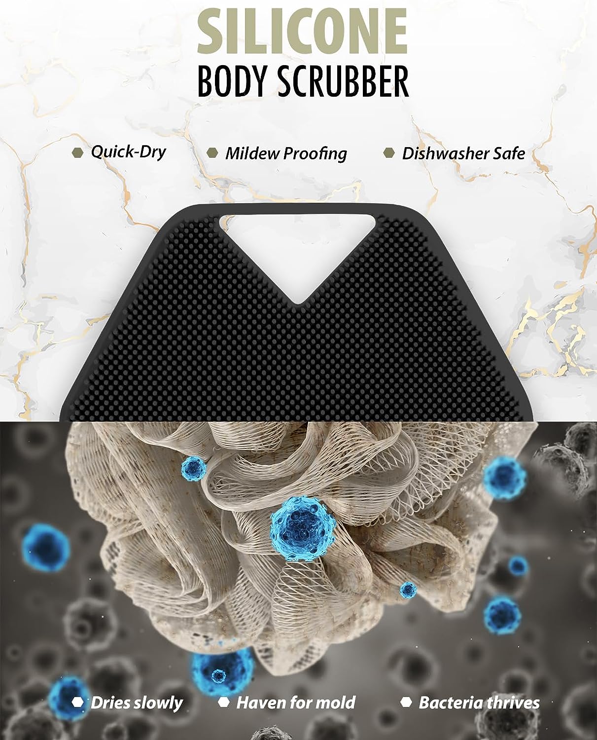 Soft Silicone Body Scrubber Shower Brush Handheld Cleansing Skin Brush Gentle Exfoliating and Lather Well