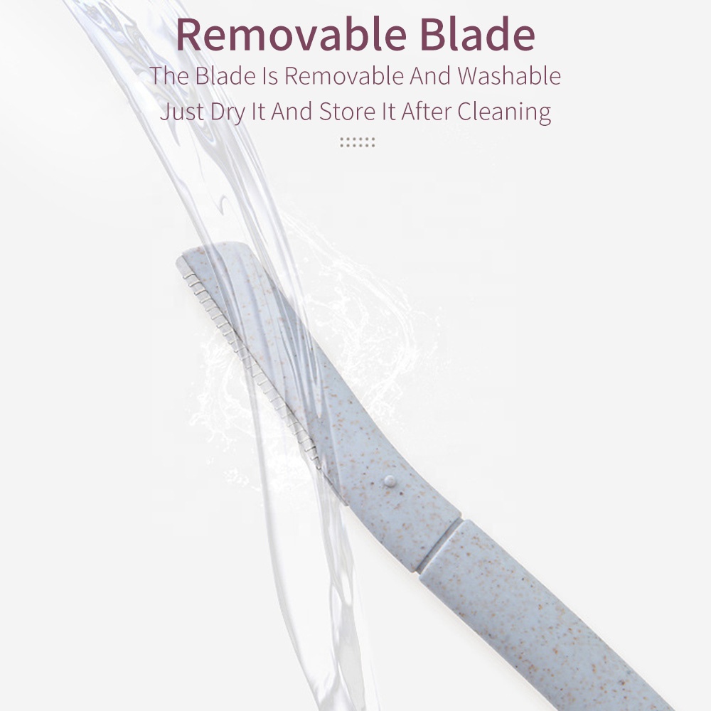 Portable Women's Eyebrow Trimmer Razor with Stainless Steel Blades Wheat Straw Material for Facial Hair Removal
