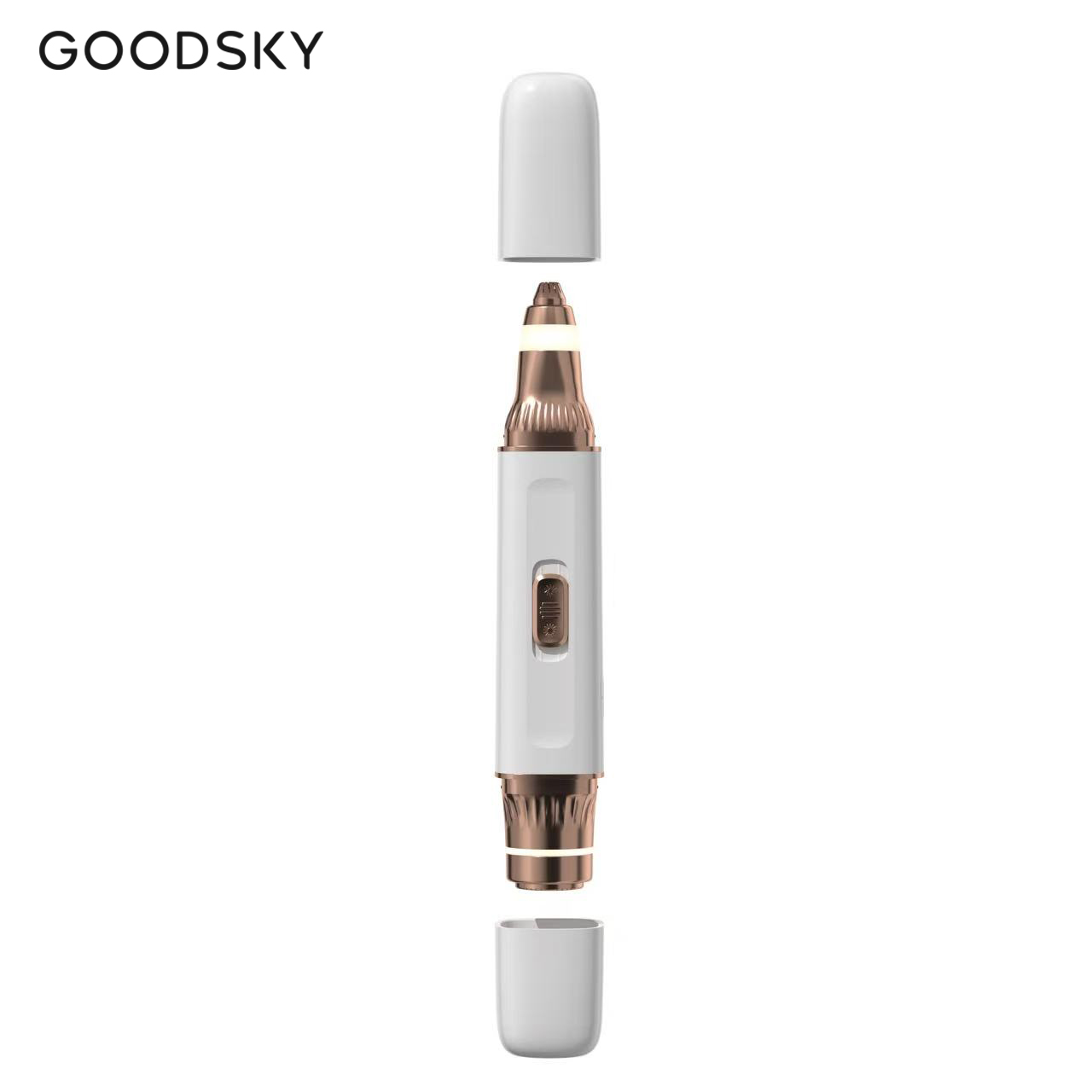 GOODSKY 2-in-1 Double Sided Facial Hair Remover Eyebrow Trimmer Rechargeable Built-in LED Lights Painless Skin Makeup Household