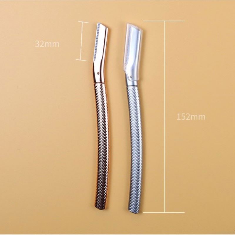 Women's Eco-friendly Metal Handle Eyebrow Razor Kit with Stainless Steel Blade Slanted Blade Ergonomic Design Dermaplaning Tool