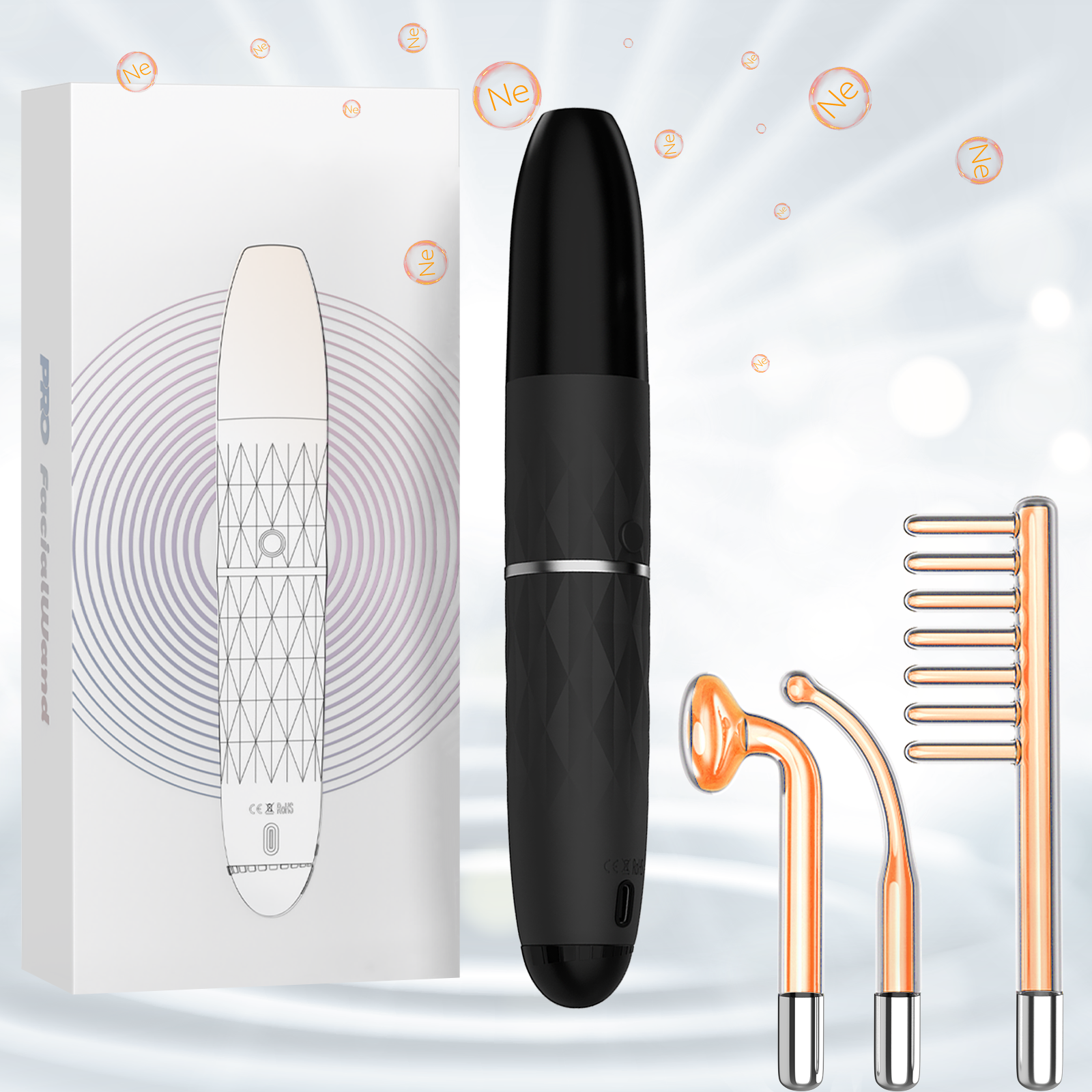 2024 New Product Cordless Face &amp; Head Pimple Zapper High Frequency Facial Wand Skin Therapy Pigment Removal Pore Cleaner Device