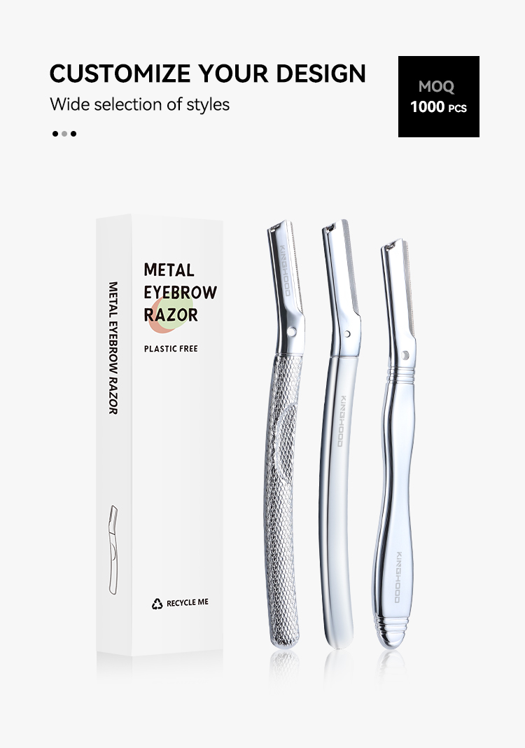 Metal handle eyebrow razor