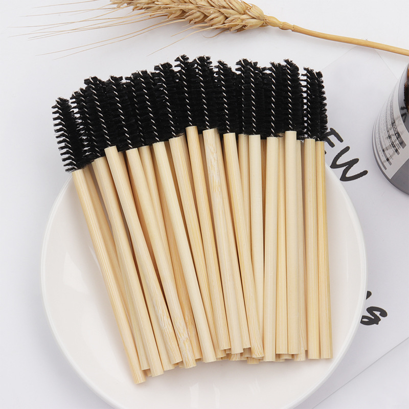 Hot Selling New Design Bamboo Handle Soft Brush Eyelash Applicator Disposable Makeup Eyelashes Brushes