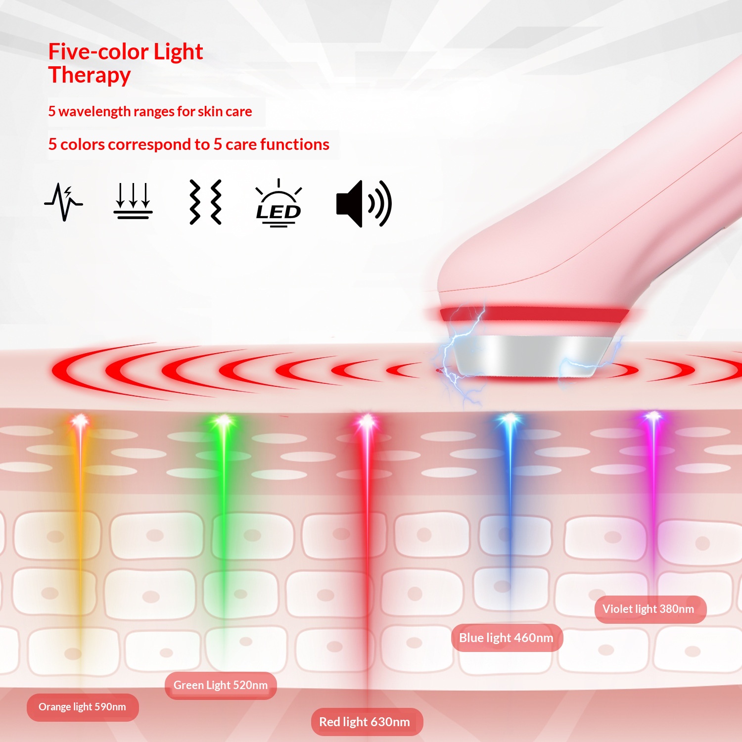 Beauty Equipment 5-Color Light Therapy Facial Massager Beauty Microcurrent Facial Device Face Sculpting &amp; Skin Lifting Device