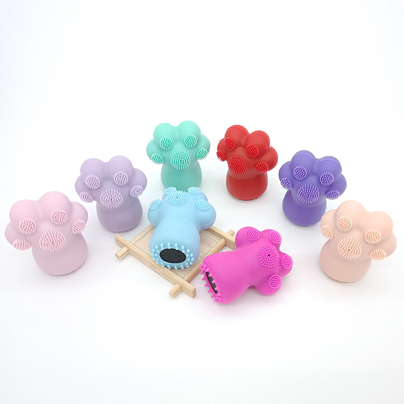 Silicone Facial Massage Cleansing Brush Cute Cat Paw Cartoon-Shaped Soft Comfortable Bristles Face Washing Tool