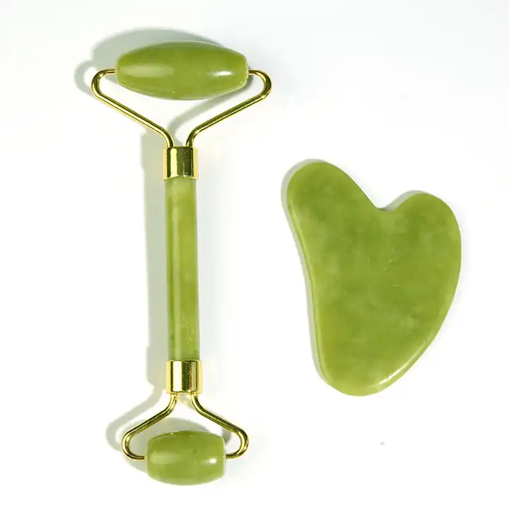 2023 Jade Facial Skin Roller Massager Tool Body Muscle Relaxing and Wrinkle Relief with Metal Facial Roller for Face Care