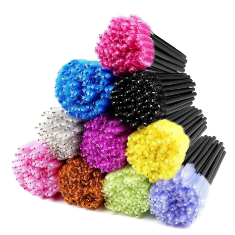 Portable Disposable Makeup Mascara Lash &amp; Eyebrow Brush Cleaner with Crystal Handle and Recycled Synthetic Bristles