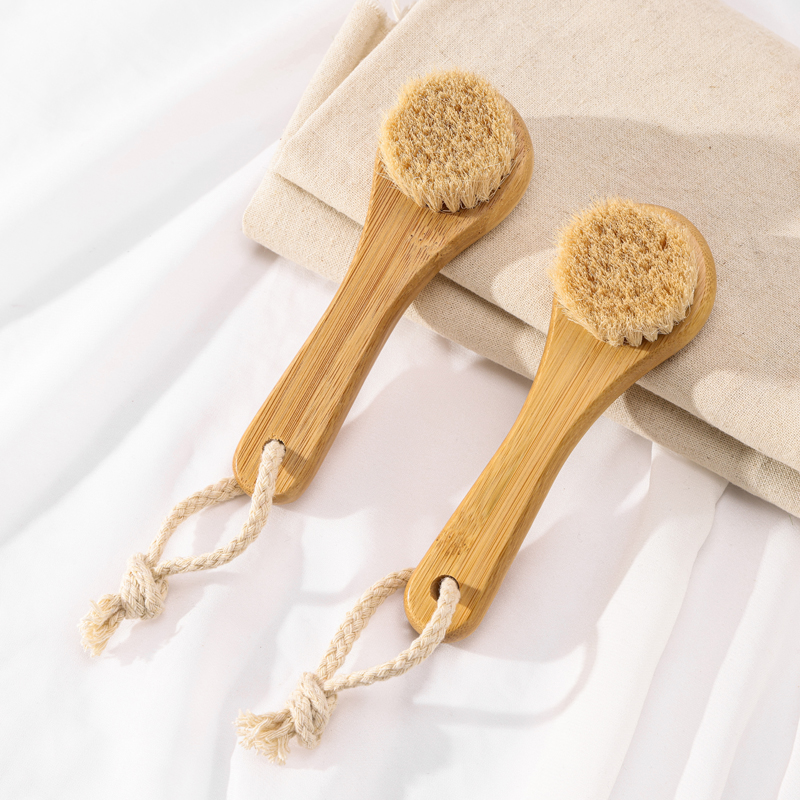 Wholesale New Product Natural Bamboo Soft Baby Wool Cleaning Brush for Bathing Exfoliating and Facial Cleaning
