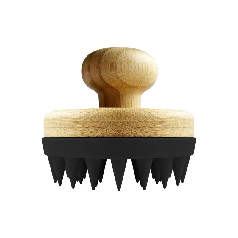 Wholesale Private Logo Bamboo Soft Silicone Shampoo Scalp Massage Brush