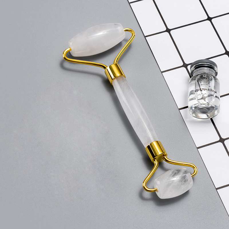 Skincare Beauty Tool Facial Massage Natural Stone White Clear Crystal Jade Roller Gua Sha Set for Anti Aging