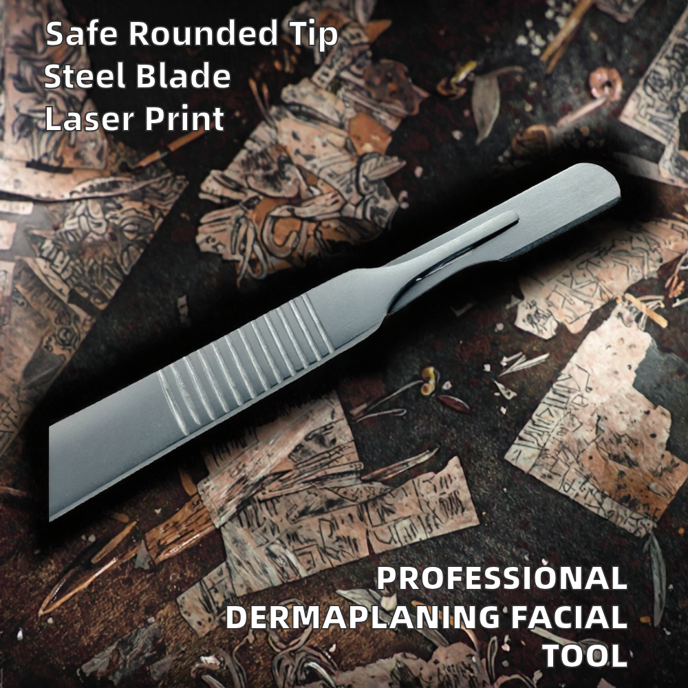 Professional Dermaplaning Tool No.10R Stainless Steel Facial Device Blades with Rounded Tip