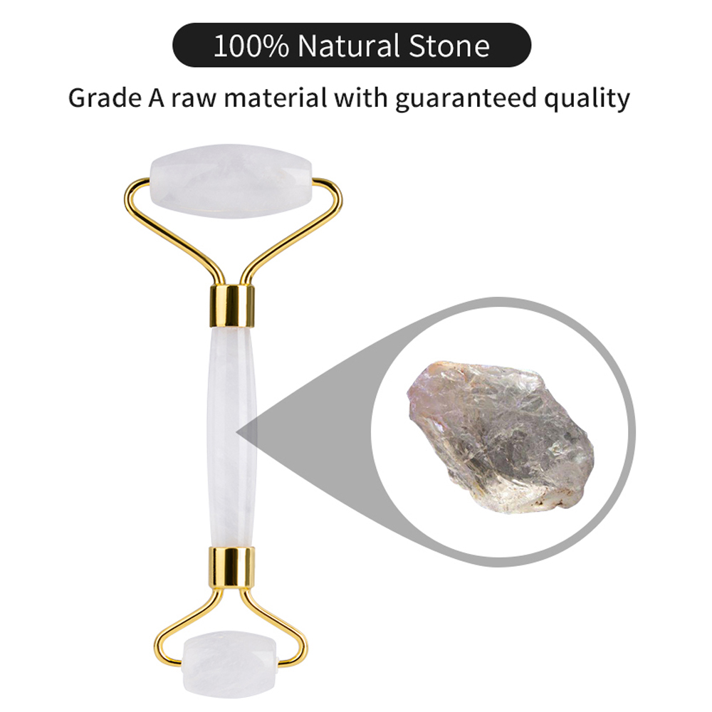 Skincare Beauty Tool Facial Massage Natural Stone White Clear Crystal Jade Roller Gua Sha Set for Anti Aging
