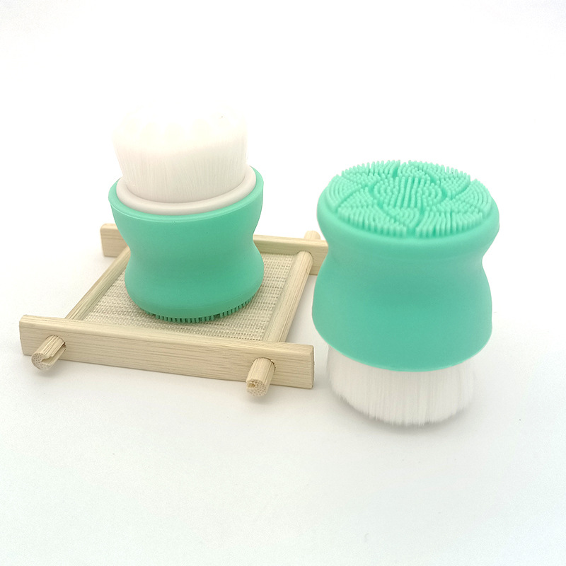 Silicone Soft Hair Double-sided 3D Manual Face Washing Brush Makeup Removing Cleansing Tool
