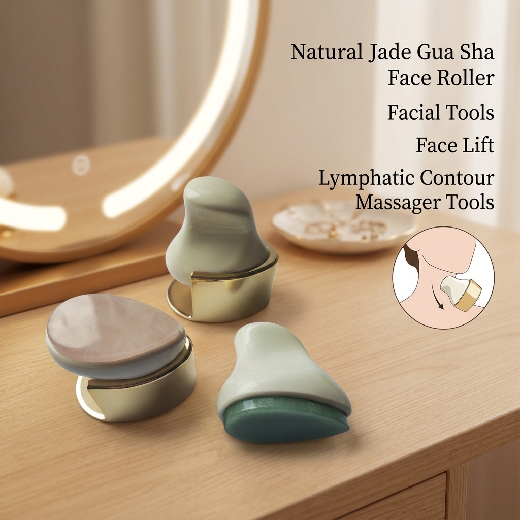 New Design Nice Style Anti-Wrinkle Face Lifting Jade Facial Roller Rotatable Jade Ball Face Lymphatic Contour Body Massage Tool