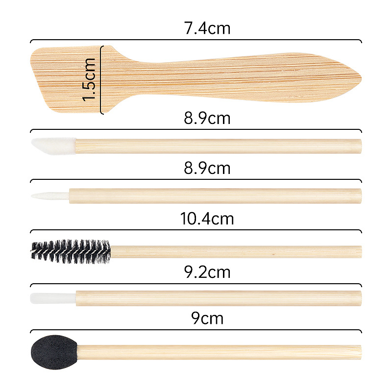 Bamboo Makeup Brush 6pcs Set Reusable Small Cosmetic Spatula Make Up Spoon Brows Lip Eye Shadow Makeup Tool