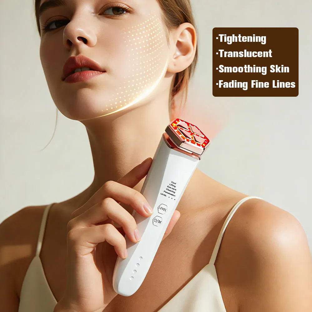 Professional Wholesale Custom 5-in-1 Multifunctional EMS Microcurent RF Red Light Therapy Face Lifting Tightening Skin Rejuvenation Facial Beauty Device Home