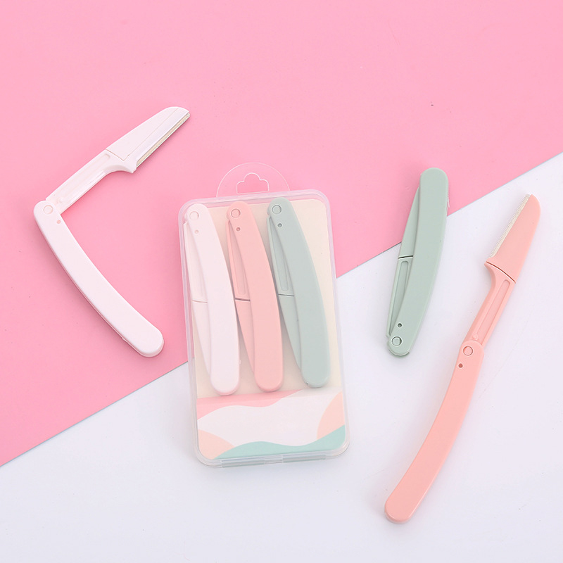 OEM 3pcs Stainless Steel Blade Face Eyebrow Shaving Razor Hair Clipper Blade Tweezers Threading Hair Removal Trimmer Tool 2 in 1