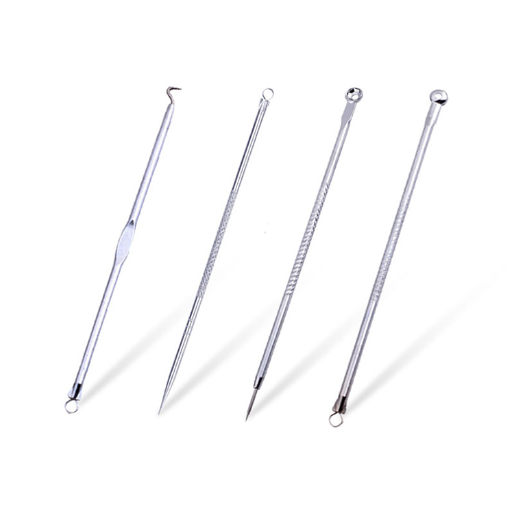 Facial Cleansing Blackhead Extraction Tool 4Pcs Set Stainless Steel Acne Removal Needle Blackhead Remover Needle Pore Cleaning