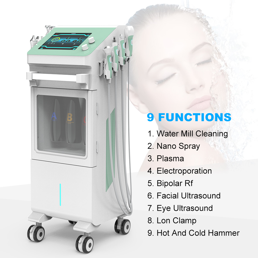 9 in 1 Hydro Dermabrasion Hydra Aqua Facial Cleansers Facial Machine Microcurrent Jet Peel Face Maskss Beauty Spa Equipment