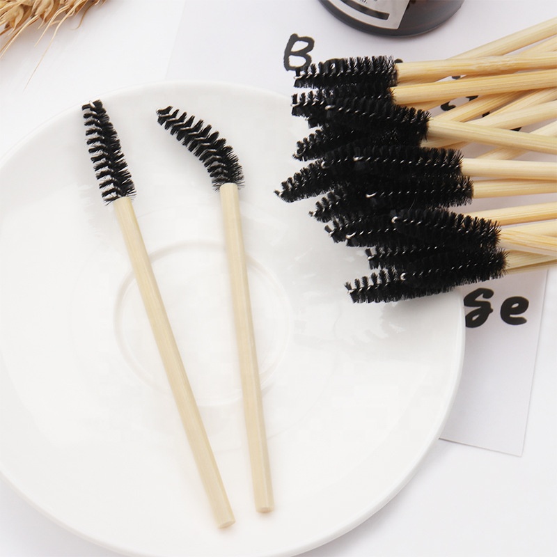 Hot Selling New Design Bamboo Handle Soft Brush Eyelash Applicator Disposable Makeup Eyelashes Brushes