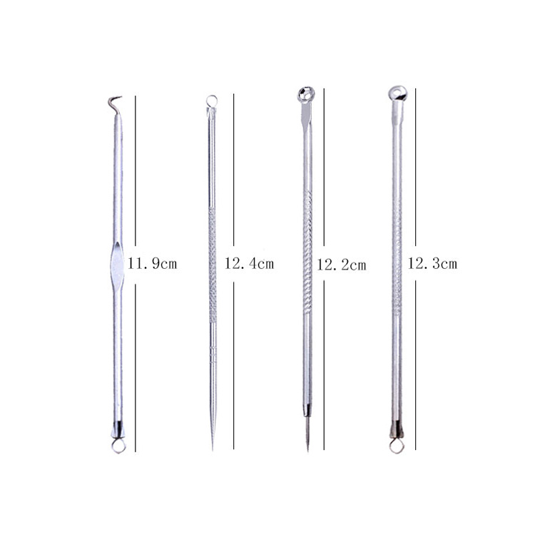 Facial Cleansing Blackhead Extraction Tool 4Pcs Set Stainless Steel Acne Removal Needle Blackhead Remover Needle Pore Cleaning