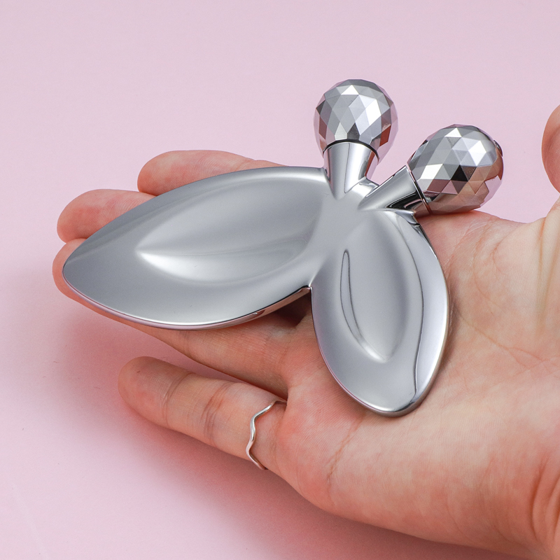 Mini Body Gua Sha Tool Butterfly Shaped Stainless Steel Face Roller 3D Massager Facial Slimming Beauty Tool