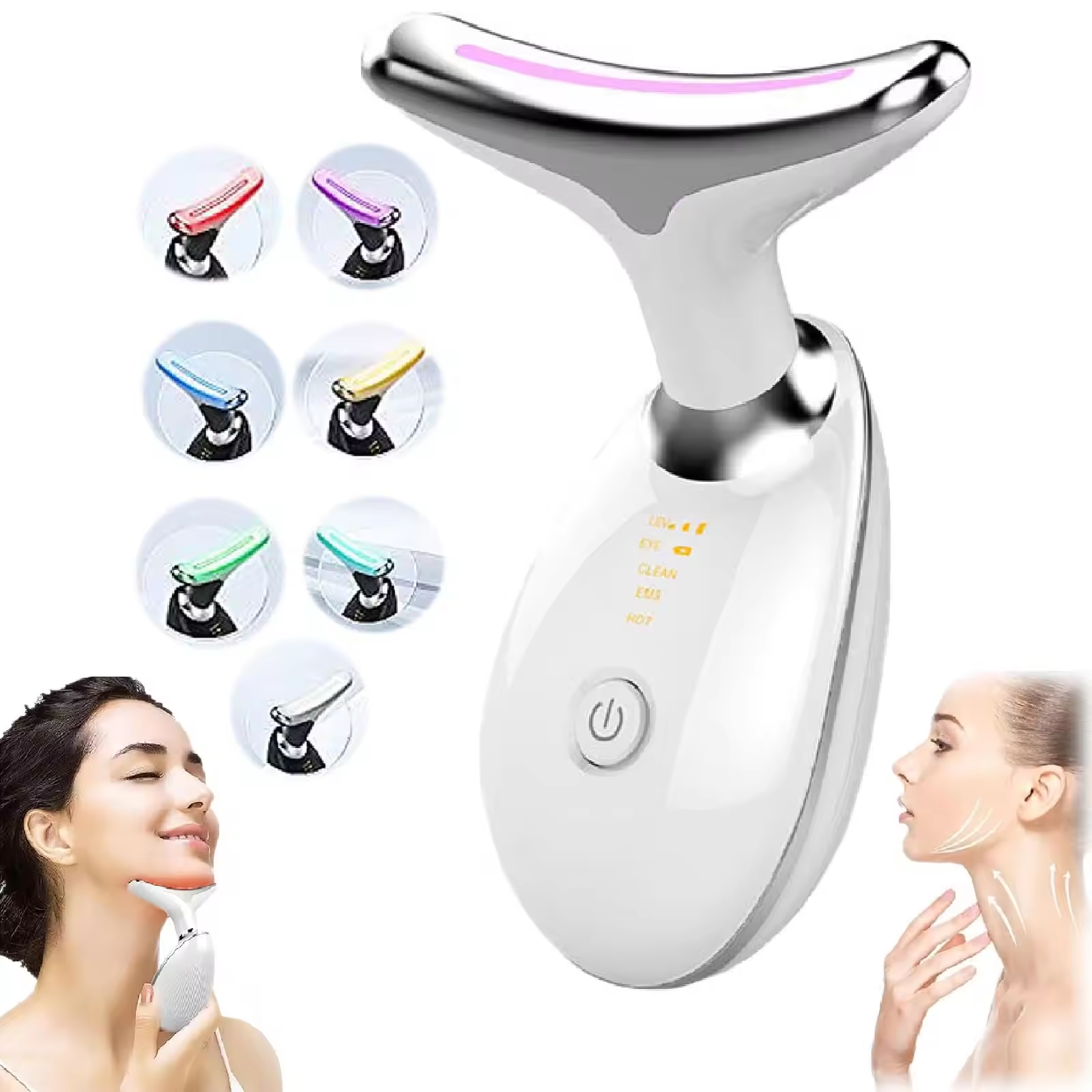 7 Colors Face and Neck Sculpting Tool Rechargeable E-M-S Vibration Facial Massager Device Anti Wrinkles Lift Face Massager